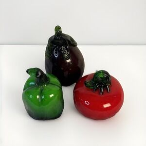 Vtg Blown‎ Glass Fruit Vegetables Art Deco